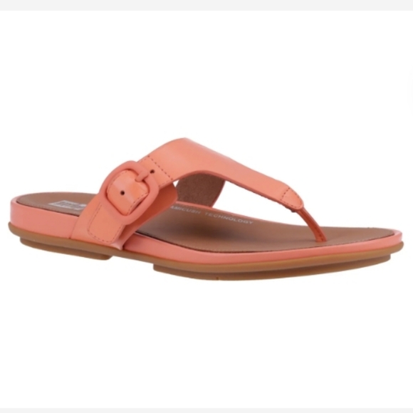 Fitflop Gracie Sunshine Coral Leather Women's Sandals Nwt Size 8 - Picture 6 of 7